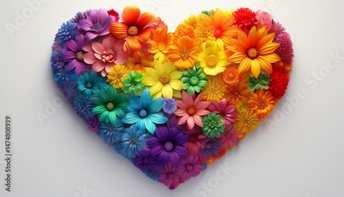 Regenbogen-Herz aus Blumen