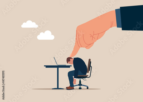 Businessman work under pressure. Lack desire to complete managerial tasks. Flat vector illustration