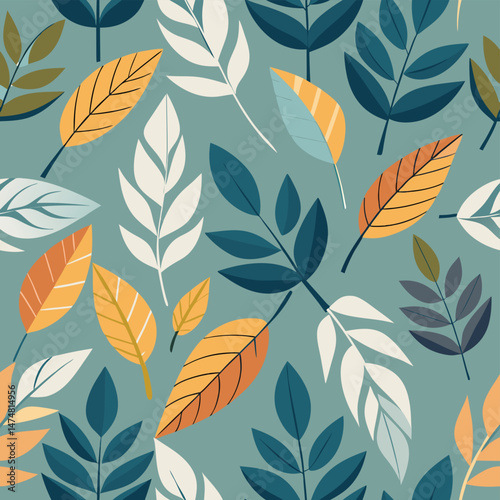 seamless background with leaves, seamless floral pattern, seamless pattern with leaves, 