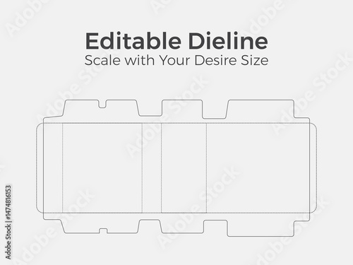 Scalable dieline mockup for product box packaging with clear guidelines and safe area