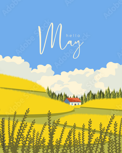 Spring May banner, postcard