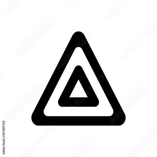 Three nested triangles in black outline isolated on a white background creating a geometric design shape