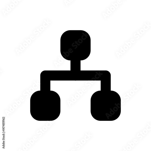 Black silhouette of a tree structure with one parent node and two child nodes on a white background