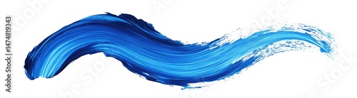 Dynamic, vibrant blue paint stroke, flowing and textured