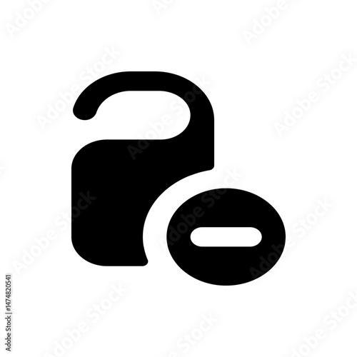 Black door hanger icon with a circle and a horizontal line indicating do not disturb on a white background