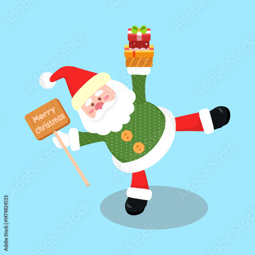 flat santa claus characters