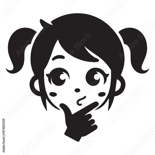 Deeply meditative Thinking Face silhouette – Thinking Face illustration – Minimalist Thinking Face vector – Thinking Silhouette

