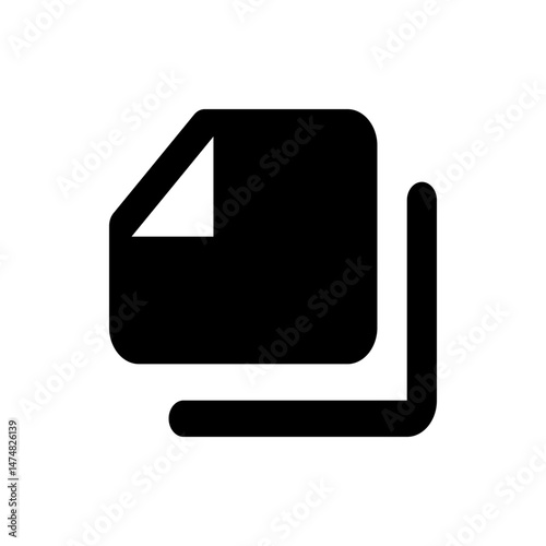 Black document icon with folded corner and a duplicate shape below it on a white background design view