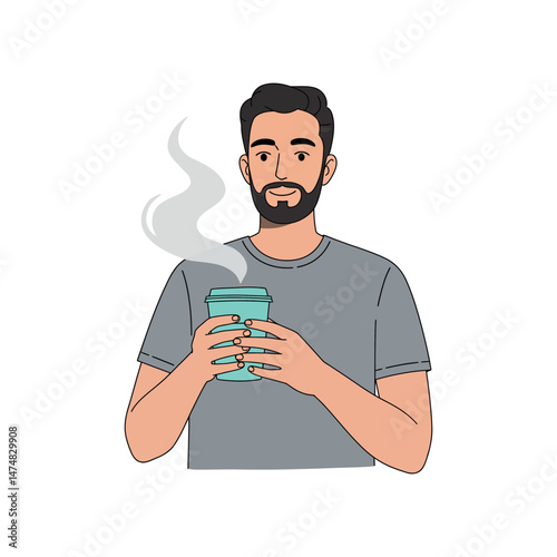 man drinking coffee vector illustration