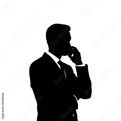 silhouette of a businessman talking on phone 