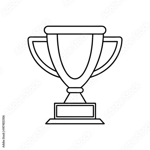 Sports Trophy Outline Vector Illustration on White Background