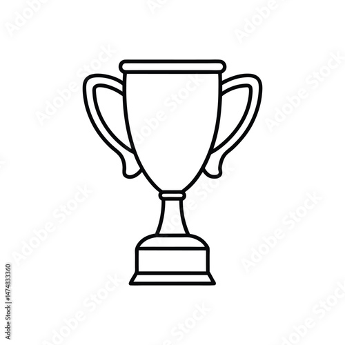 Sports Trophy Outline Vector Illustration on White Background