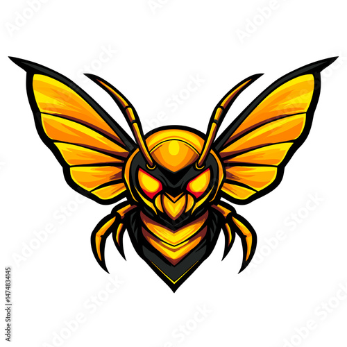 Dynamic vector esports logo featuring a striking yellow insect design, suitable for competitive gaming team branding and merchandise