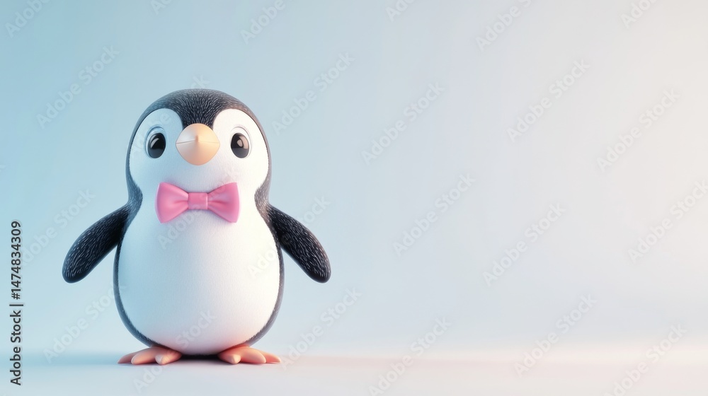 Obraz premium cute baby Penguin on light blue background