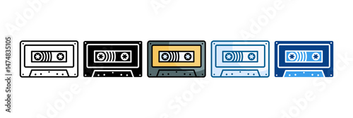 Cassette Tape Icon Set Multiple Style Collection