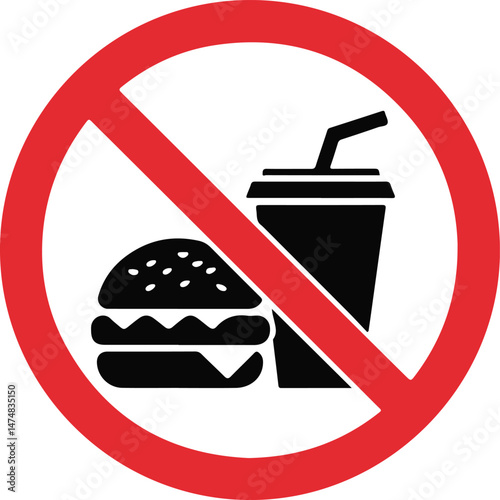 No Food and Drinks Allowed Sign Prohibition Symbol