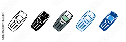 90S Mobile Phone Icon Set Multiple Style Collection