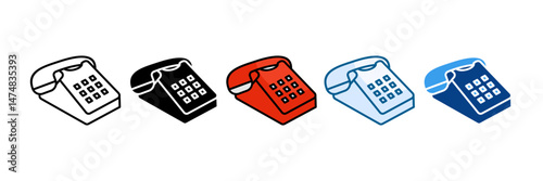 Landline Phone Icon Set Multiple Style Collection