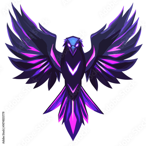 Modern esports logo featuring a stylized bird design with vibrant purple and pink hues to represent competitive gaming and teamwork