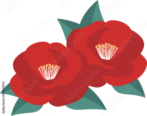 赤い椿の花のアイコン