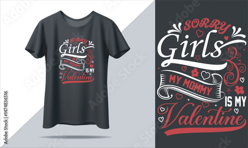 Sorry girls t shirt design with a black mockup