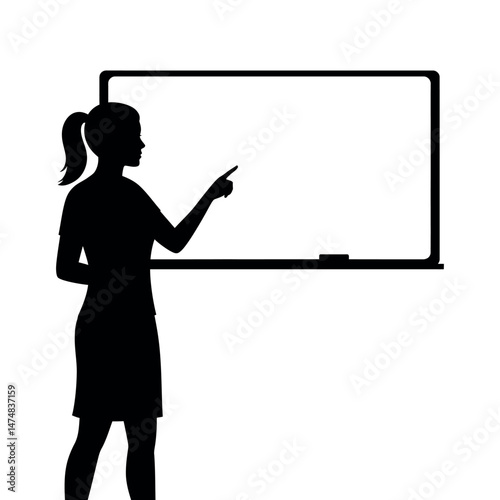 female teacher teaching silhouette vector 