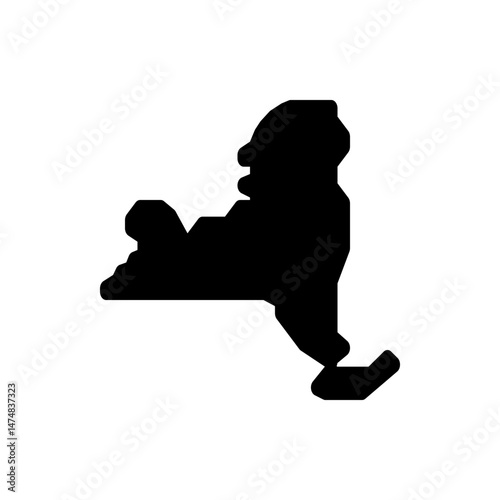 Silhouette depiction of a reclining animal with a distinct head and prominent paws in solid black color