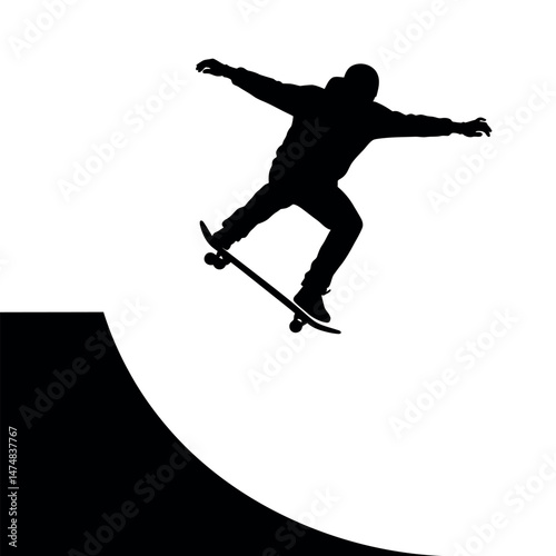 silhouette of a man jumping on a skateboard vector illustration 02