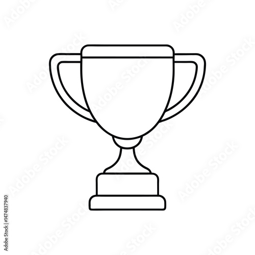 Sports Trophy Outline Vector Illustration on White Background