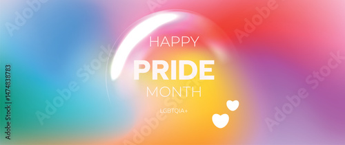 Happy Pride month background vector. LGBTQ community symbol with rainbow, pride flag, heart. Design for celebration, bisexual, transgender, gender equality, rights, ads.