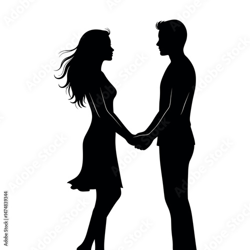 silhouette of young couple vector illustration
