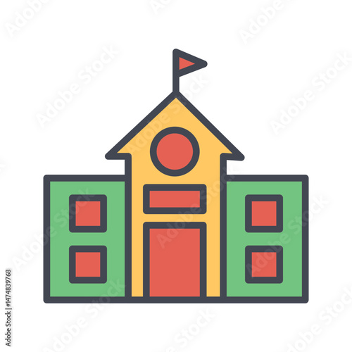 School Building Vector Icon