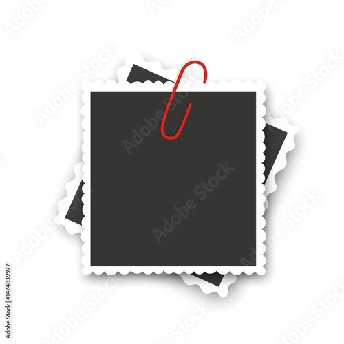 Empty photo picture frames Photos Held Together by Paperclips