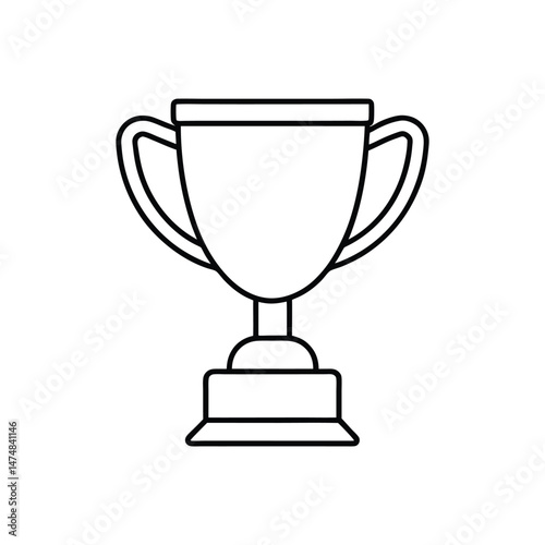 Sports Trophy Outline Vector Illustration on White Background