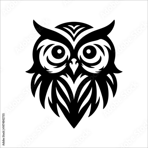 simple vector logo icon owl head photo