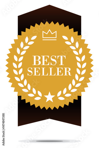 Best seller sticker label badge logo design 
top number one tag vector banner for business 
isolated on white background