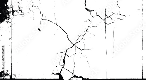 Black and white grunge urban texture vector with copy space. Abstract illustration surface dust and rough dirty wall background. 