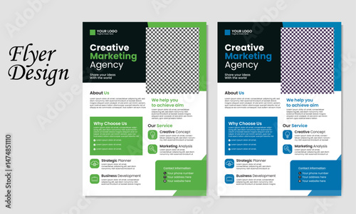 a creative modern corporate business flyer design templates with multiple color variations for creative professional business