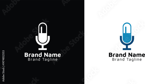 Mic Icon and Branding: A striking microphone icon is displayed, it is designed for branding purposes with versatile application across diverse media platforms.