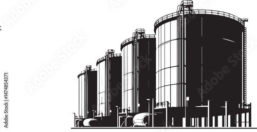 cylindrical storage tank silhouette vector illustration