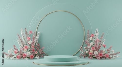 Pastel floral frame display background