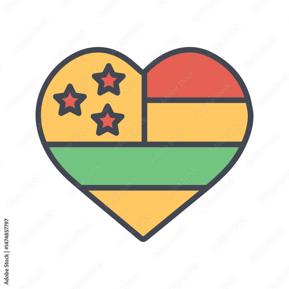 Fototapeta premium American Heart Vector Icon