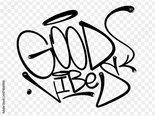 illustration Black graffiti tag lettering aerosol can spray paint