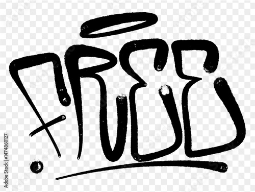 illustration Black graffiti tag lettering aerosol can spray paint