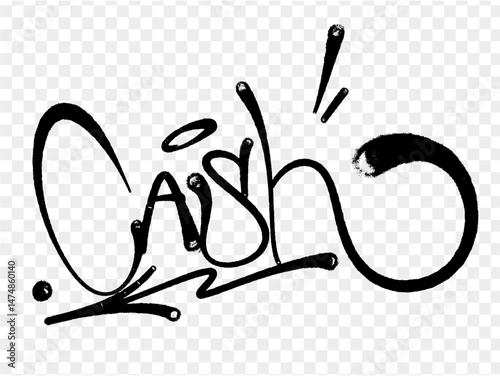 illustration Black graffiti tag lettering aerosol can spray paint