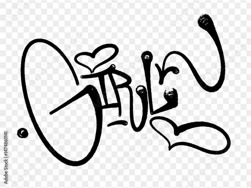 illustration Black graffiti tag lettering aerosol can spray paint