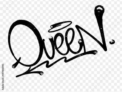 illustration Black graffiti tag lettering aerosol can spray paint