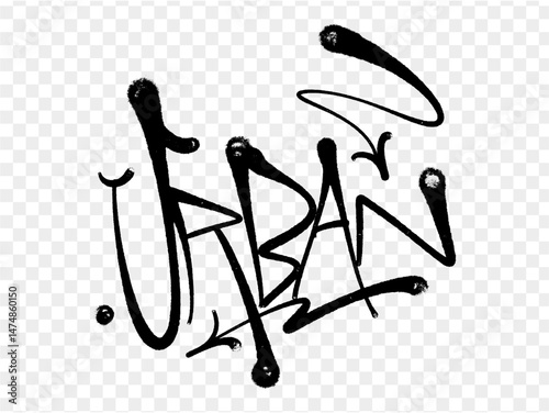 illustration Black graffiti tag lettering aerosol can spray paint