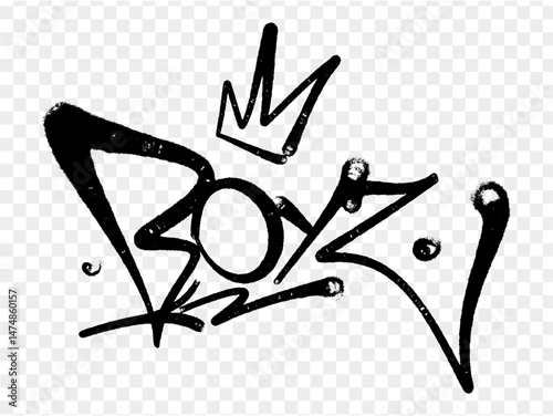 illustration Black graffiti tag lettering aerosol can spray paint