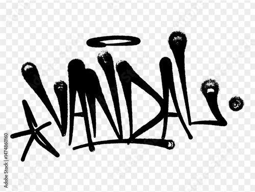 illustration Black graffiti tag lettering aerosol can spray paint